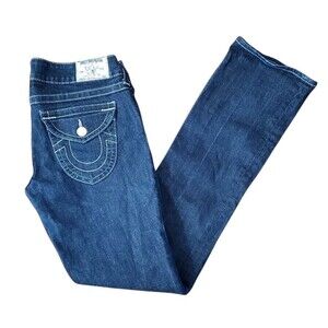 True Religion Women's Sz 29 World Tour Straight Leg Denim Blue Jeans
